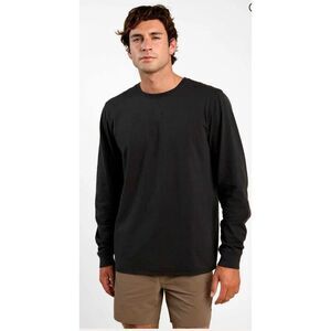 Nuuds Men’s Solid Black Crew Neck T Shirt Long Sleeve Large